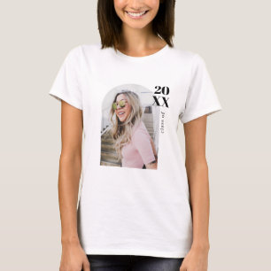 Moderne Minimalistische Roze Boog Foto Afstudeerfe T-shirt
