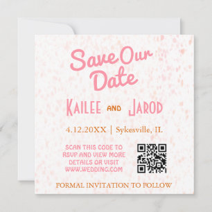 Moderne minimalistische roze en Oranje retro Save The Date