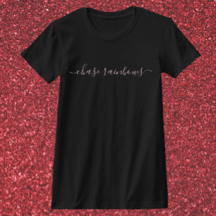 Moderne minimalistische roze- en zwarte CHASE-RAIN T-shirt