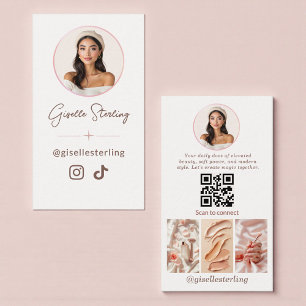 Moderne Minimalistische Roze Gouden Social Media Q Visitekaartje