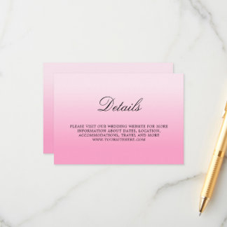 Moderne Minimalistische Roze Ombre Details van Kat Informatiekaartje