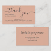 Moderne minimalistische roze orde dank u visitekaartje (Voorkant / Achterkant)