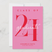 Moderne minimalistische roze rode Afstuderen uitno (Voorkant)