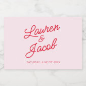 Moderne minimalistische roze rode bruiloft mini sparkling wijnetiket (Enkel label)