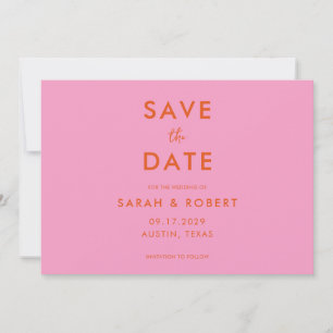 Moderne minimalistische roze Sinaasappels bruiloft Save The Date