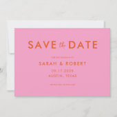 Moderne minimalistische roze Sinaasappels bruiloft Save The Date (Voorkant)