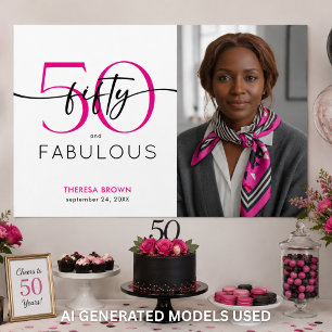 Moderne Minimalistische Roze Vijftig Fabulous Scri Poster