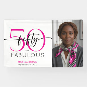 Moderne Minimalistische Roze Vijftig Fabulous Scri Spandoek