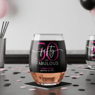 Moderne Minimalistische Roze Vijftig Fabulous Scri Wijnglas Zonder Voet