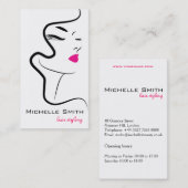 Moderne Minimalistische Roze Zwarte Haar Schoonhei Visitekaartje (Voorkant / Achterkant)