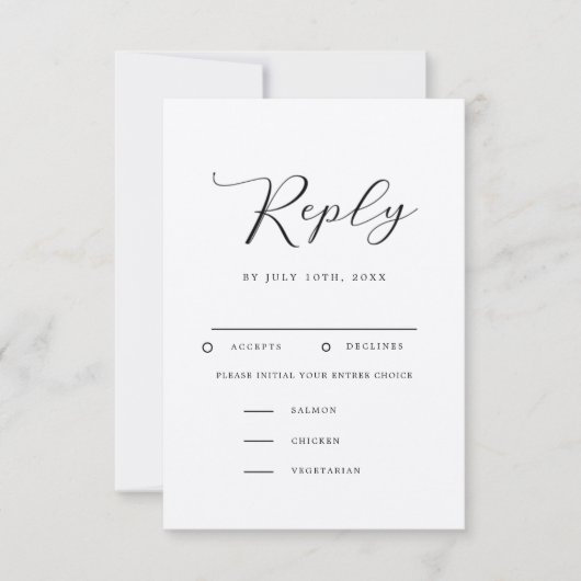 Moderne minimalistische RSVP-bruiloft met keuze ui RSVP Kaartje (Voorkant)