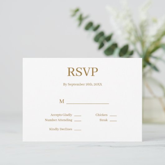 Moderne minimalistische RSVP-Kaart RSVP Kaartje (Staand voorkant)
