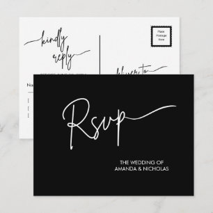 Moderne minimalistische RSVP met zwarte en witte b Briefkaart