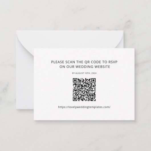 Moderne minimalistische RSVP QR Code Kaart Notitiekaartje (Achterkant)