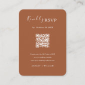 Moderne minimalistische RSVP QR Code Terracotta br Informatiekaartje (Voorkant)
