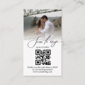 Moderne minimalistische RSVP QR-code trouwfoto Informatiekaartje (Voorkant)