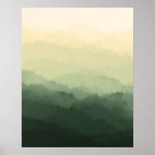 Moderne minimalistische rustieke groene bergen Abs Poster