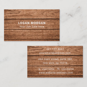 Moderne Minimalistische Rustieke Houten Plank Text Visitekaartje