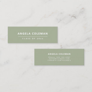 Moderne Minimalistische Sage Green Afstuderen Naam Contactkaartje