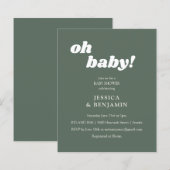 Moderne minimalistische Sage Green Baby shower Uit (Voorkant / Achterkant)