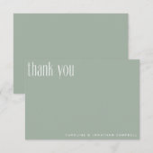 Moderne minimalistische Sage Green Custom Wedding Bedankkaart (Voorkant / Achterkant)