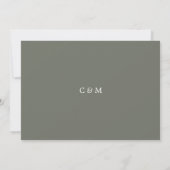 Moderne Minimalistische Sage Groene Bruiloft Save The Date (Achterkant)