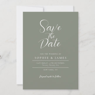 Moderne minimalistische salie bruiloft opslaan van kaart