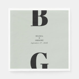 Moderne Minimalistische Saliegroen Monogram Bruilo Servet
