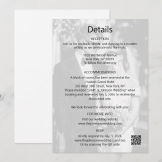 Moderne Minimalistische Save the Date Detailskaart