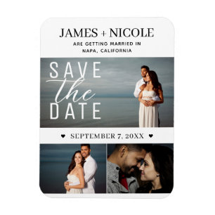 Moderne Minimalistische Save the Date Huwelijk 3 F Magneet