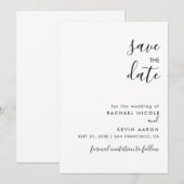 Moderne Minimalistische Save The Date Kaart (Voorkant / Achterkant)