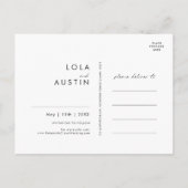 Moderne Minimalistische 'Save The Date' Postkaart Uitnodiging Briefkaart (Achterkant)