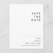 Moderne Minimalistische Save The Date Postkaart Uitnodiging Briefkaart (Voorkant)