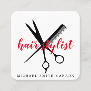 Moderne, minimalistische schaar die haarpieklijst vierkante visitekaartje