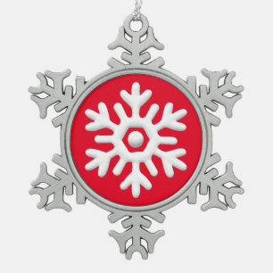 Moderne minimalistische schone eenvoudige witte sn tin sneeuwvlok ornament