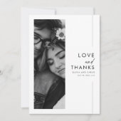 Moderne minimalistische script 3 foto bruiloft bedankkaart (Voorkant)