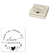 Moderne Minimalistische Script Aangepaste Biblioth Rubberstempel (Gestempeld)