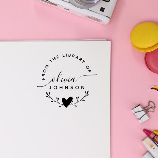 Moderne Minimalistische Script Aangepaste Biblioth Rubberstempel