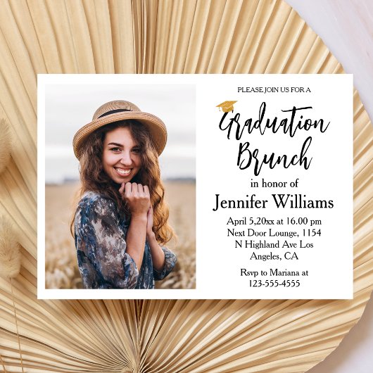 Moderne minimalistische script afstuderen brunch f kaart