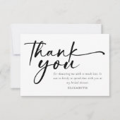 Moderne Minimalistische Script Bruidsdouche Bedankkaart (Voorkant)