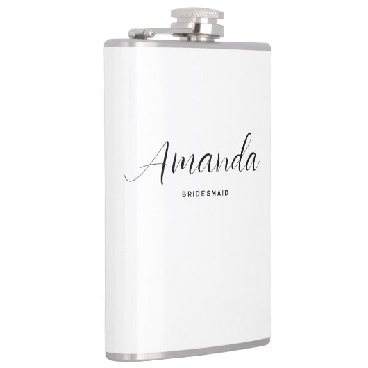 Moderne Minimalistische Script Bruidsmeisje Heupfles (Rechts)