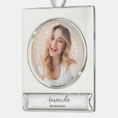 Moderne Minimalistische Script Bruidsmeisje Verzilverd Banner Ornament (Links)