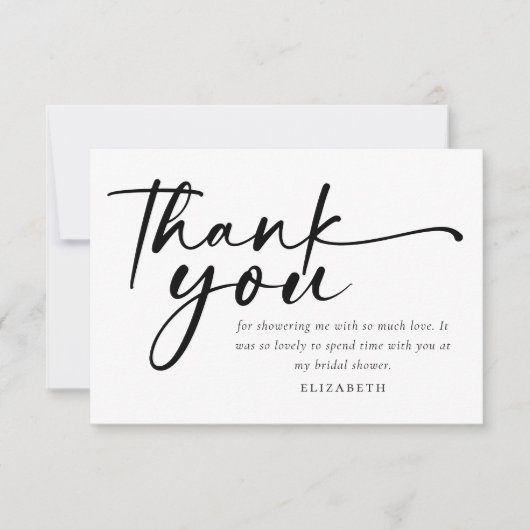 Moderne Minimalistische Script Bruiloft Feest Bedankkaart (Voorkant)