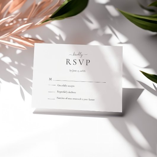 Moderne minimalistische script bruiloft RSVP Kaart