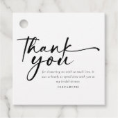 Moderne Minimalistische Script Bruiloftsborrel Bedankjes Labels (Voorkant)