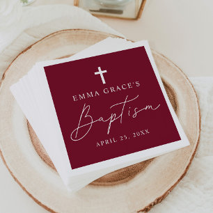 Moderne Minimalistische Script Burgundy Doop Servet