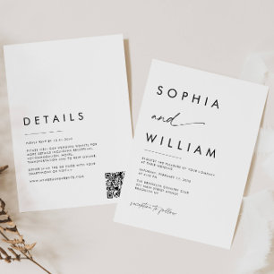 Moderne minimalistische script details QR code bru Kaart
