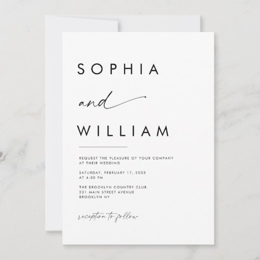 Moderne minimalistische script details QR code bru Kaart (Voorkant)