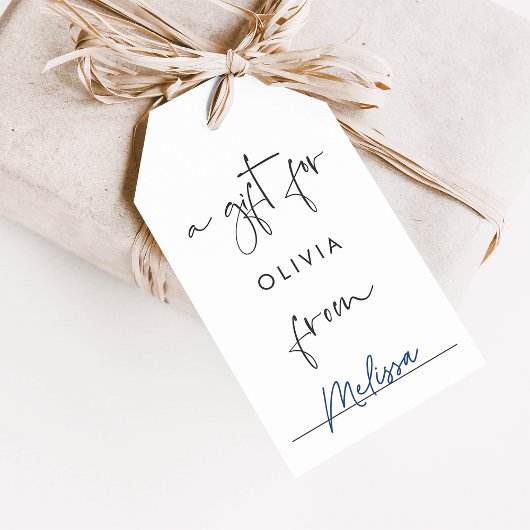 Moderne Minimalistische Script Display Douchekop Cadeaulabel