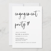 Moderne minimalistische Script Engagement Party Kaart (Voorkant)